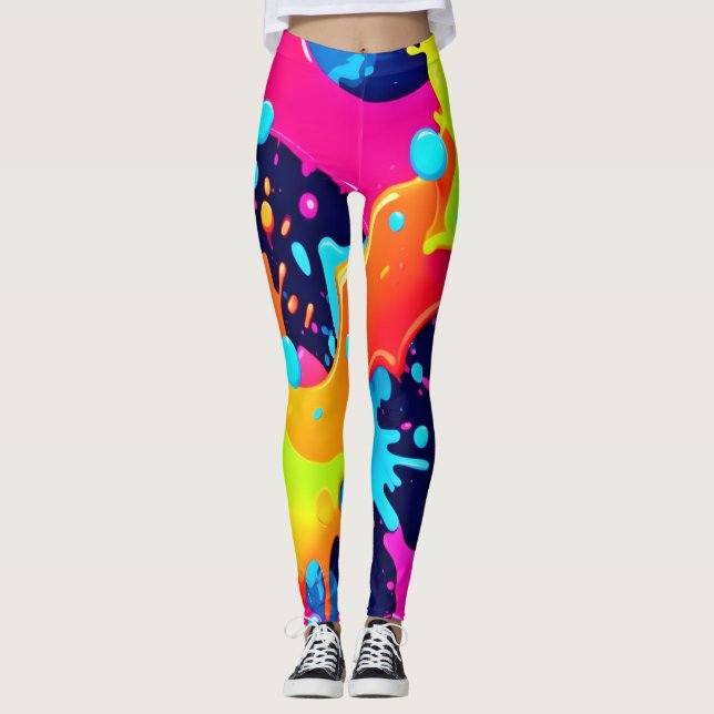 Neon Paint Explosion Leggings (Front)
