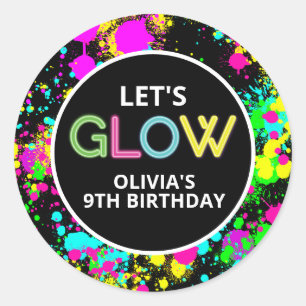 Neon paint glow birthday classic round sticker