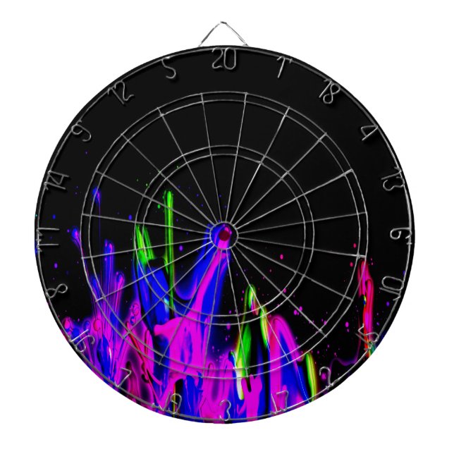 Neon Paint Splash Colourful.  PERSONALIZE IT Dartboard (Front)