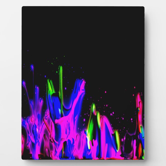 Neon Paint Splash Colourful.  PERSONALIZE IT Plaque (Front)