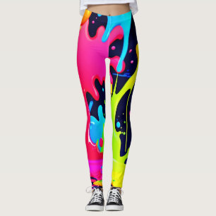 Neon Paint Splash Drip Chaos Leggings