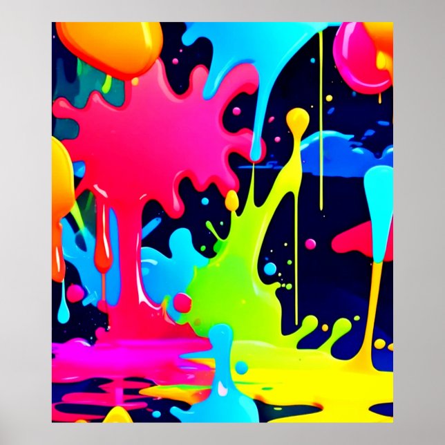 Neon Paint Splash Drip Chaos Poster (Front)