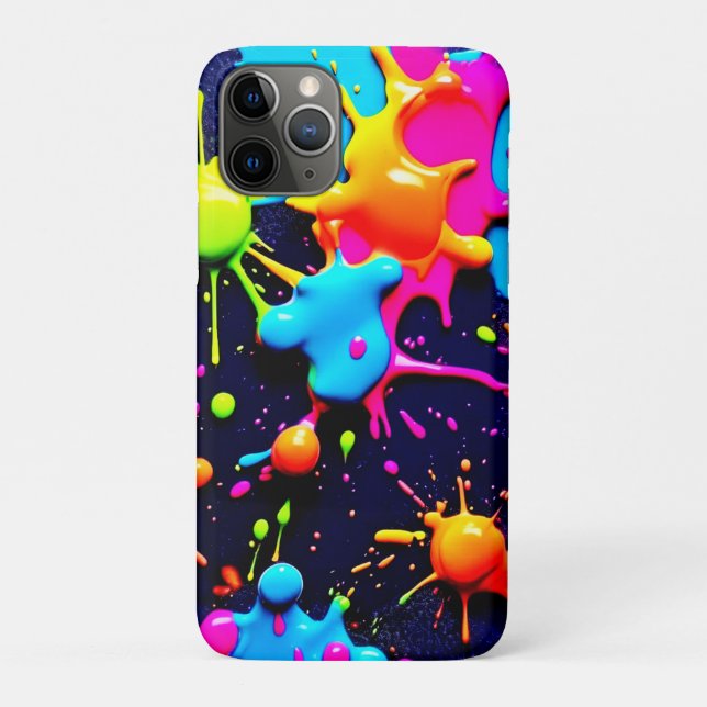 Neon Paint Splatter Abstract Art Case-Mate iPhone Case (Back)