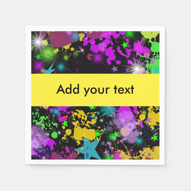 Neon Paint Splatter, Paintball, Custom Napkin (Front)