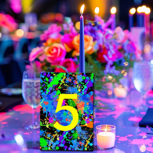 Neon Paint Splatter, Table Number Cards (Creator Uploaded)