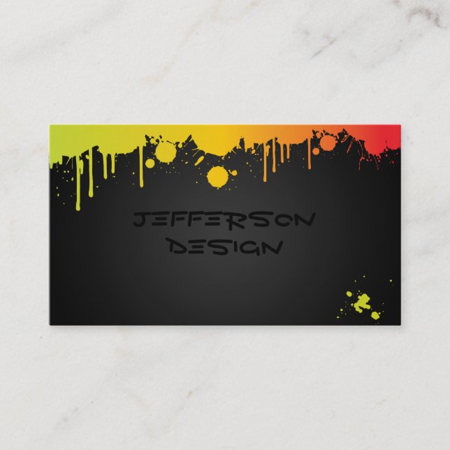 Neon Paint Splatters Business Card (Front)