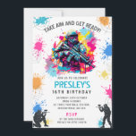 Neon Paintball Invitation - Combat Birthday Party<br><div class="desc">Bright,  bold and bursting with energy! This neon paintball birthday invitation is perfect for glow-in-the-dark paintball parties or late-night games. With fluorescent splatter and modern vibes,  it’s great for older kids,  teens or anyone who loves a party with a punch!</div>