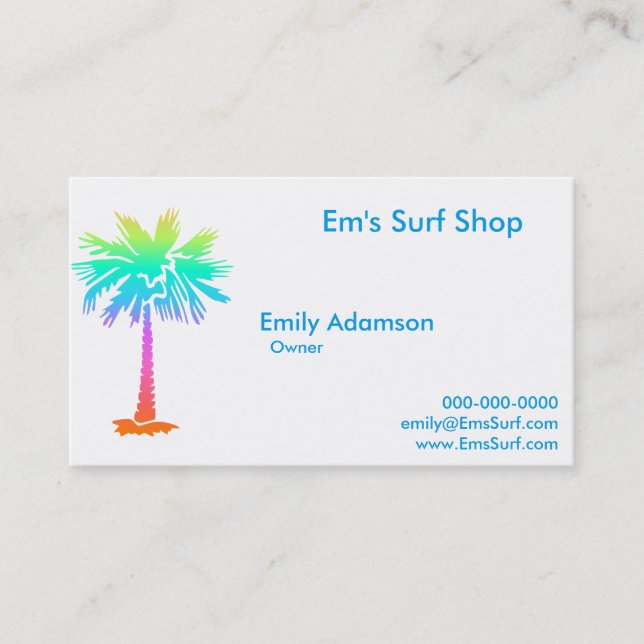 neon palm tree tropical summer bright colourful fu business card (Front)