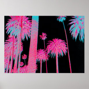 Neon Palm Trees Miami Beach Art deco art print