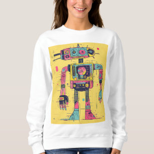 Neon Panelbot – Pop-Tech Robot Illustration Sweats Sweatshirt