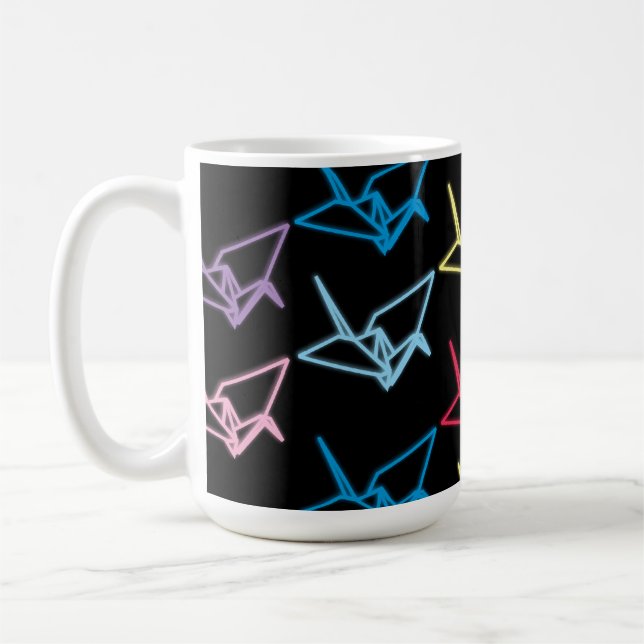 Neon Paper Cranes Coffee Mug (Left)