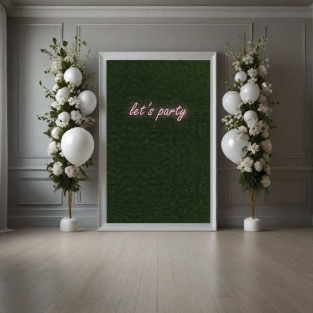 Neon Party Sign on Grass Background Banner (Neon Party Sign on Grass Background)