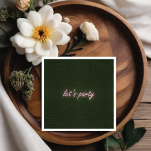 Neon Party Sign on Grass Background napkin