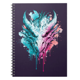 Neon Pastel Dragon Watercolor Notebook