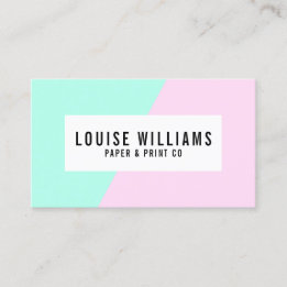 Neon pastel lilac and mint business card