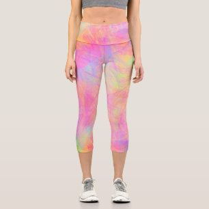 Neon Pastel Multi Coloured Brushed Paint Tie Dye Capri Leggings