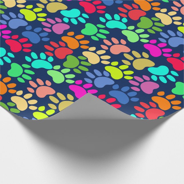 Neon Paw Print Wrapping Paper (Corner)