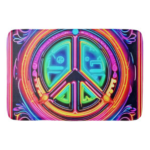 Neon Peace Mandala Bath Mat