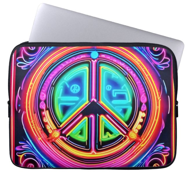 Neon Peace Mandala Laptop Sleeve (Front)