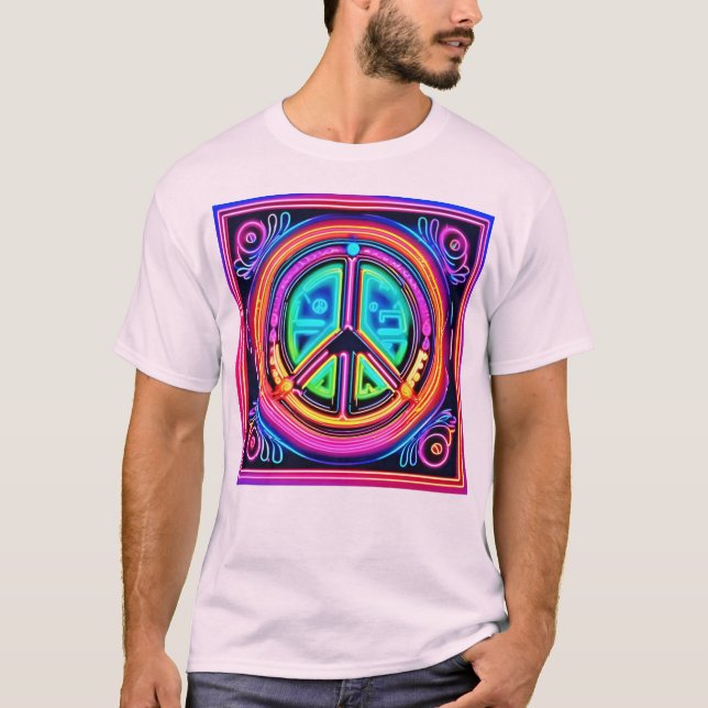 Neon Peace Mandala T-Shirt (Front)