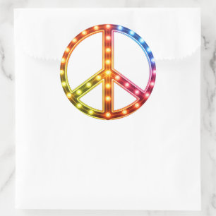 Neon Peace Sign Classic Round Sticker