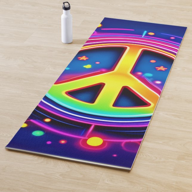 Neon Peace Symbol Art Yoga Mat (In Situ)