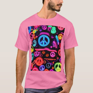 Neon Peace Symbol Patterns T-Shirt