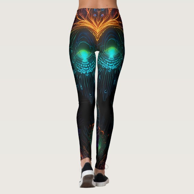 Neon Peacock Elegance Leggings (Back)