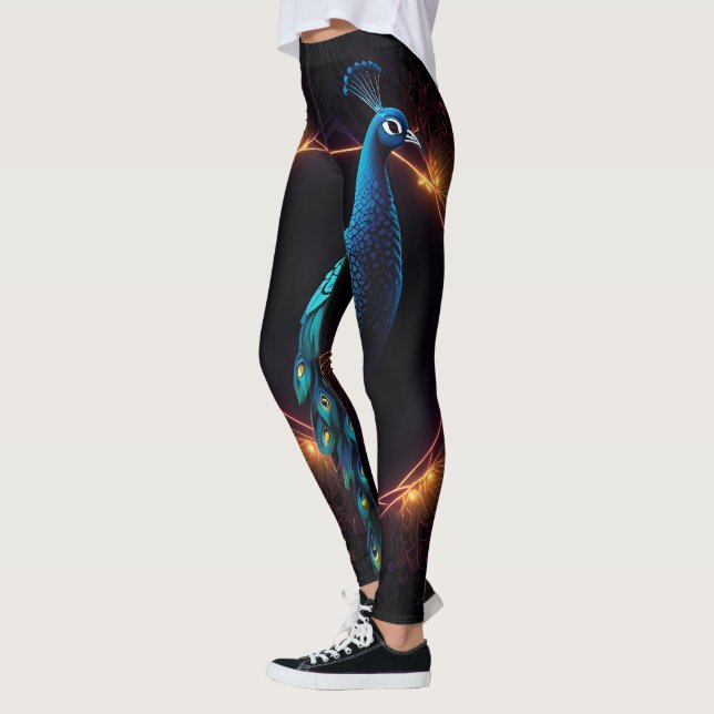 Neon Peacock Elegance Leggings (Left)