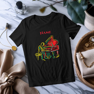 Neon Piano Line Art   Vibrant Musical T-Shirt Tri-Blend Shirt