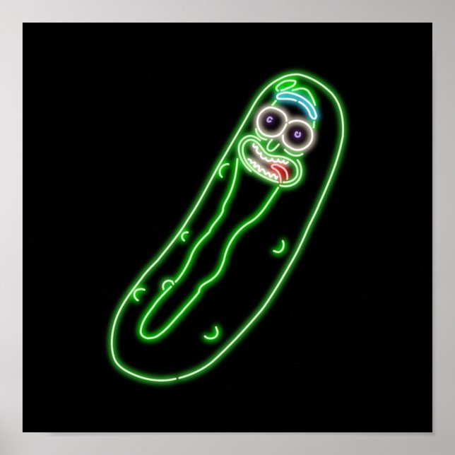 Neon Pickle Rick Black Poster (Front)