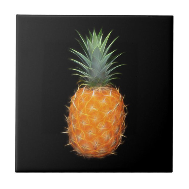 Neon Pineapple Glowing Fruit Art  Tile (Front)