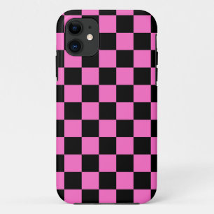 Neon Pink and Black Chequered Chequerboard Vintage Case-Mate iPhone Case