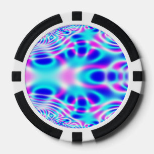 Neon Pink and Blue Rocket Abstract Poker Chips