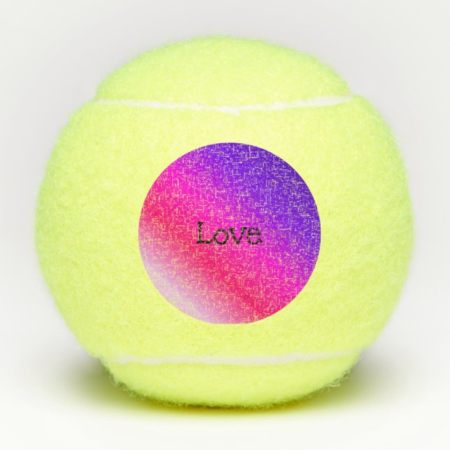 Neon Pink and Purple Love Tennis Balls (Front)