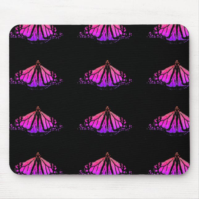 Neon pink and purple  Monarch's all around Mouse Pad (Front)