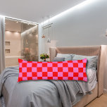 Neon Pink and Red Chequered Chequerboard Vintage Body Cushion<br><div class="desc">Neon Pink and Red Chequered Chequerboard | Vintage | Classic | Trendy | Stylish | Fashion | Minimal</div>