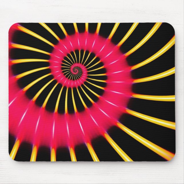 Neon Pink And Yellow Spiral Fractal Mouse Pad (Front)