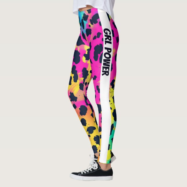 Neon Pink  Animal GRL Power  Leggings (Left)