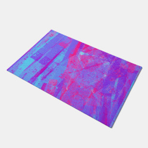 Neon Pink & Aqua Blue Abstract Doormat