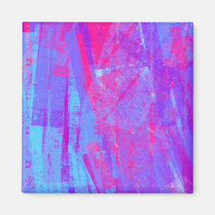 Neon Pink & Aqua Blue Abstract Magnet