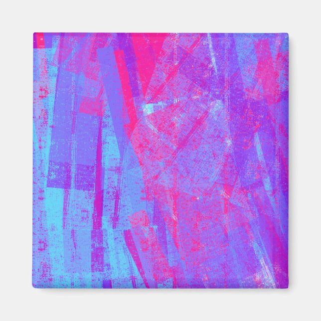 Neon Pink & Aqua Blue Abstract Magnet (Front)