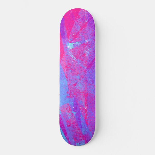 Neon Pink & Aqua Blue Abstract Skateboard (Front)