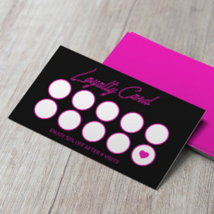 Neon Pink Beauty Salon Loyalty Punch Card