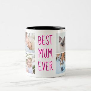 Neon Pink Best Mum Ever Custom Photo Mug