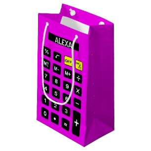 Neon Pink Birthday Calculator Small Gift Bag