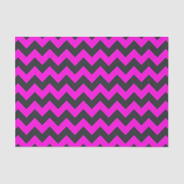 Neon pink black chevron pattern tissue paper (Front)
