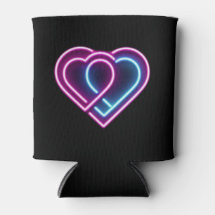 Neon pink/blue heart Valentine's day mug Can Cooler
