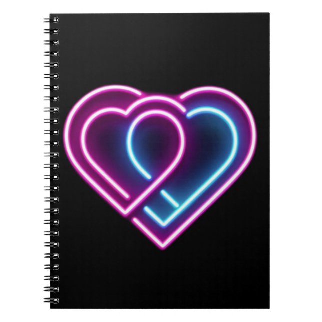 Neon pink/blue heart Valentine's day mug Notebook (Front)