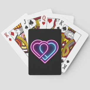 Neon pink/blue heart Valentine's day mug Playing Cards